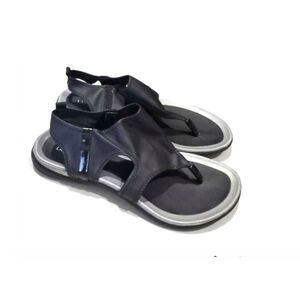 Laura Ashley Black Thong Sandals Womens 6.5 Slingback Flat Strappy Comfort Shoes